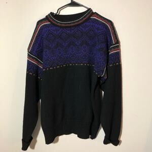 Meister Vintage made in Hong Kong knit wool alpine skiing sweater black purple L